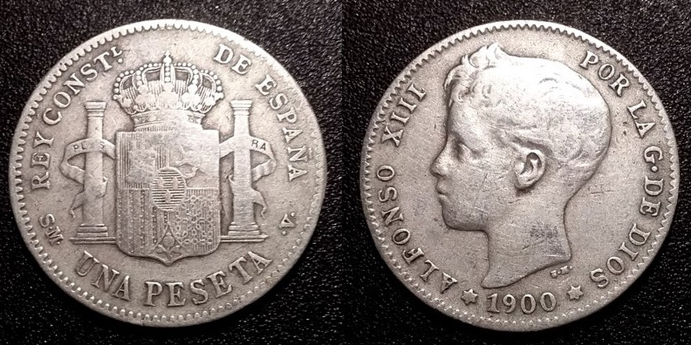 Espagne 1 peseta 1900 monnaies monde espagne 1 peseta 1900