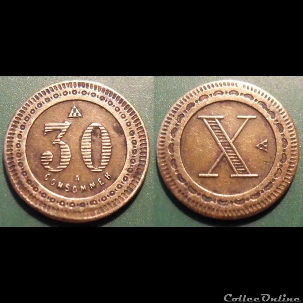 f- Jeton à consommer 30 C - X monnaie mereaux f jeton a consommer 30 c x