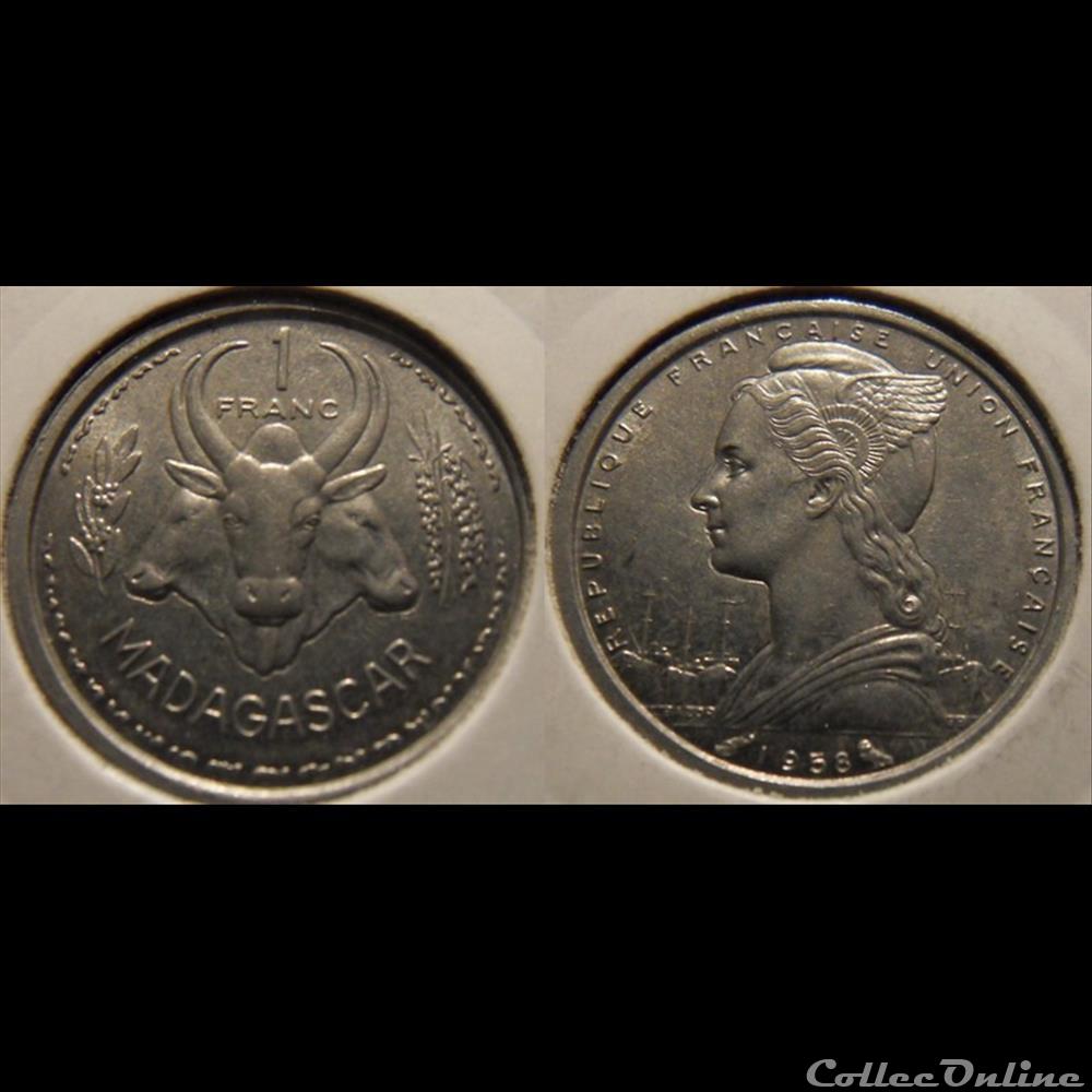 Madagascar 1 Franc Union Française 1958 monnaie france colony madagascar 1 franc union francaise 1958