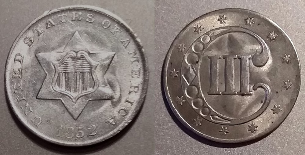 USA 3 Cents 1852 monnaies usa 3 cents 1852