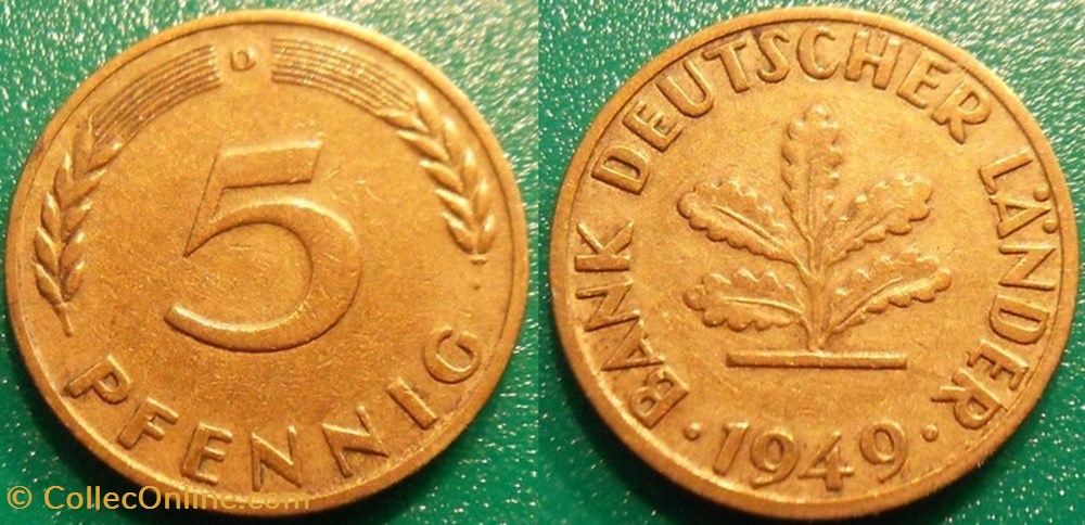 5 Pfennig 1949 monnaie monde allemagne 5 pfennig 1949