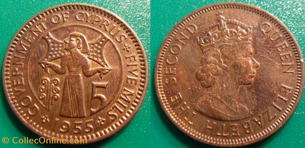 5 Mils 1955 monnaie monde chypre 5 mils 1955