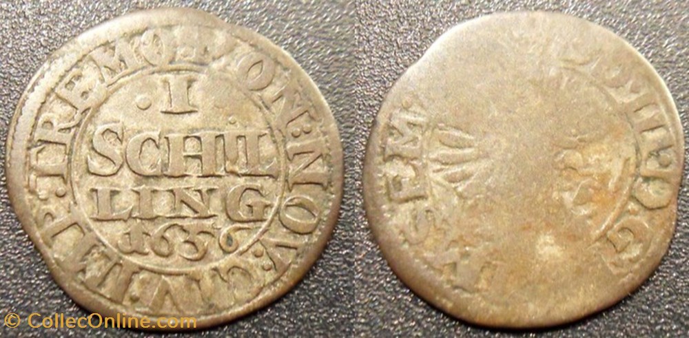 monnaies monde allemagne germany ville de dortmund 1 schilling 1656