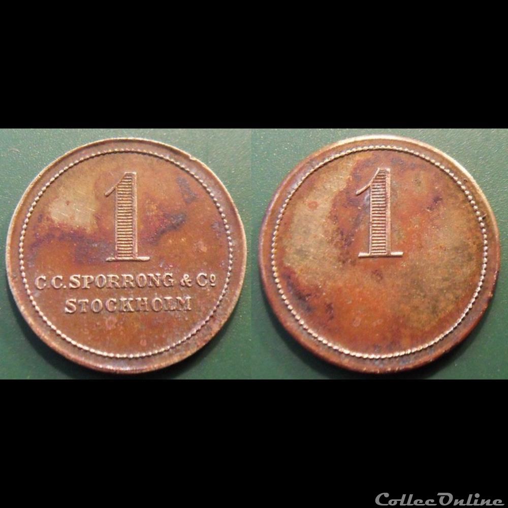 monnaie jeton mereaux e j etr danemark 1 c c sporrong co stockholm