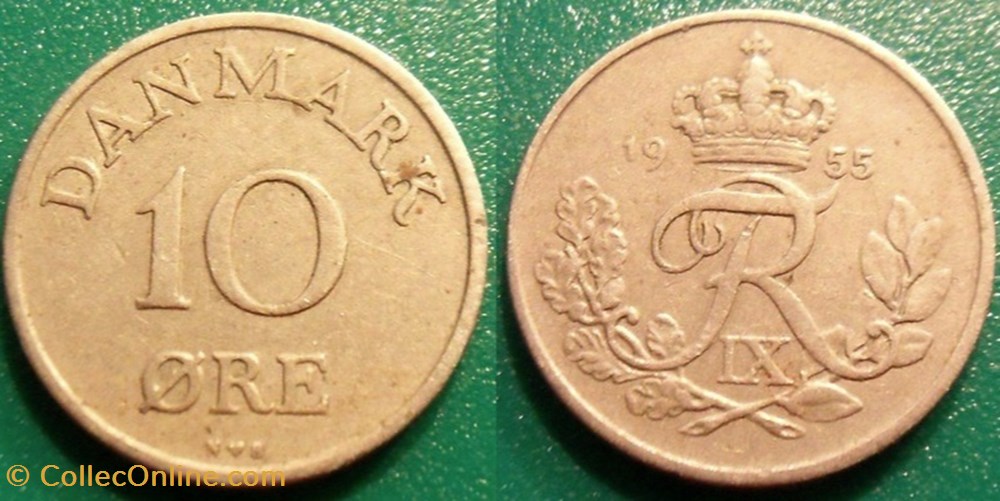 10 Ore 1955 monnaie monde danemark 10 ore 1955