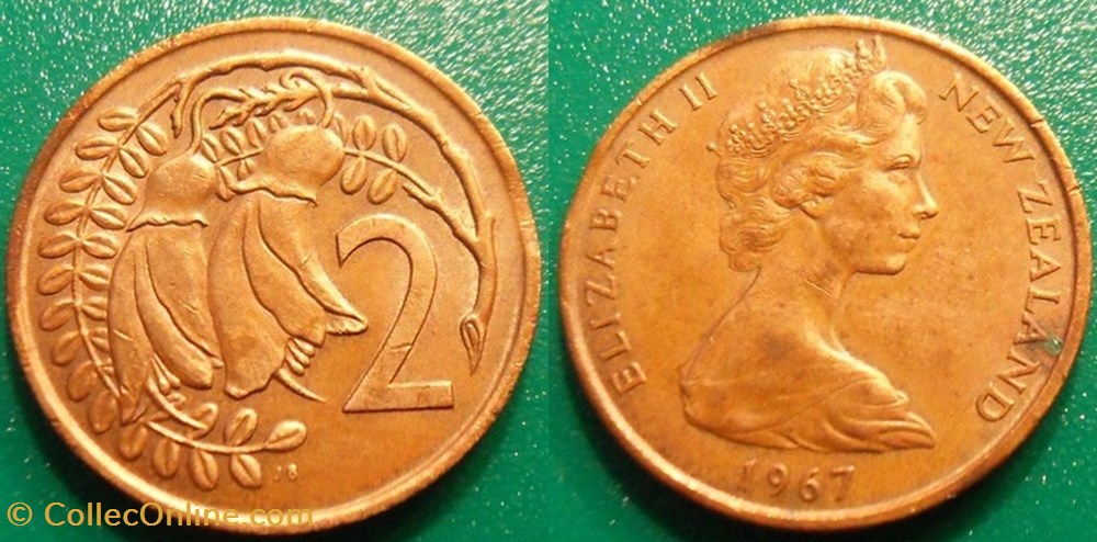 2 Cents 1967 monnaie monde nouvelle zelande 2 cents 1967