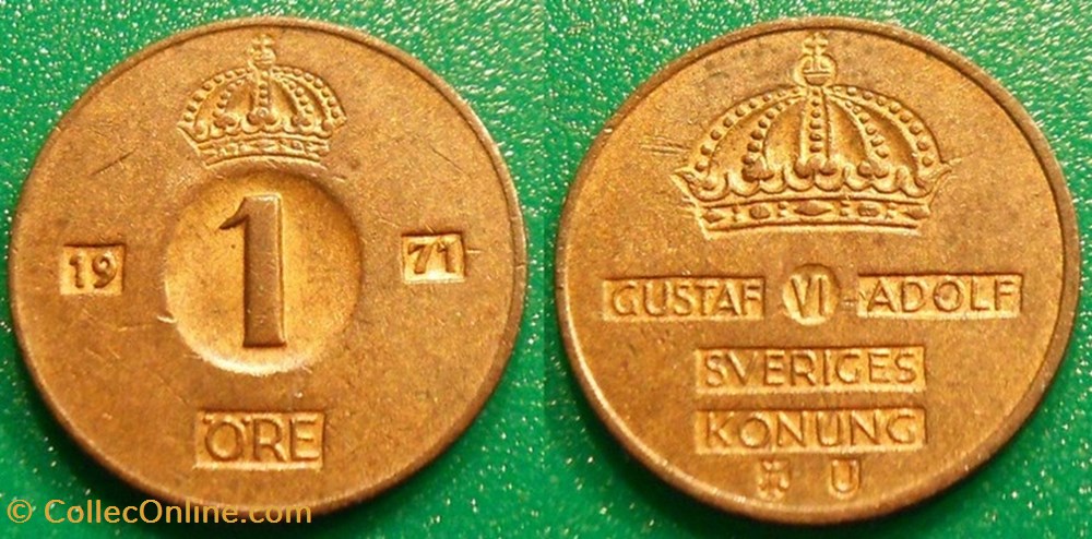 1 Ore 1971 monnaie monde suede 1 ore 1971