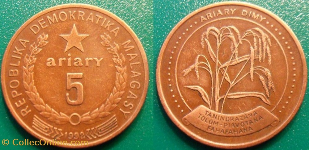 5 Ariary 1992 monnaie monde madagascar 5 ariary 1992