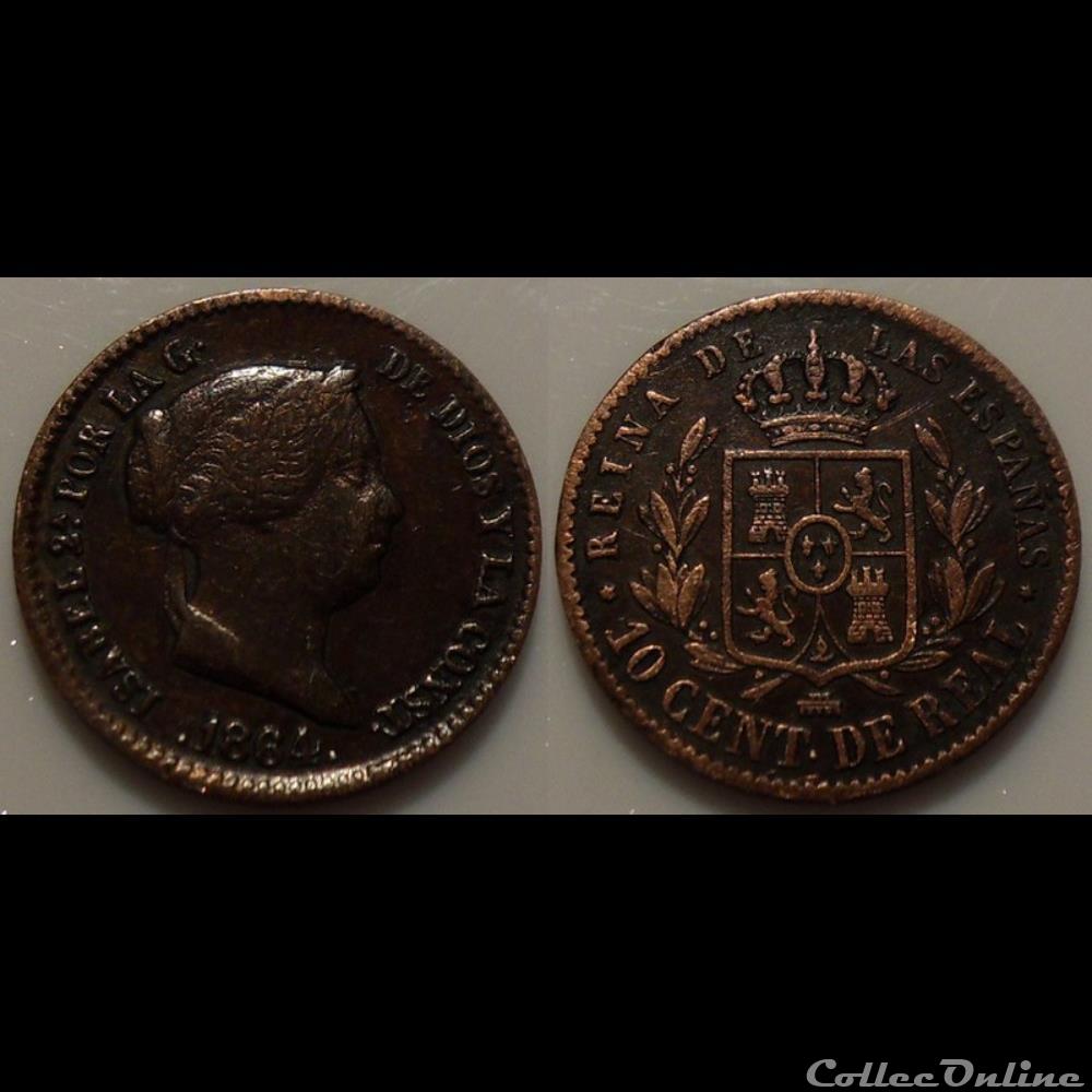 Espagne 10 Centimos 1864 monnaies monde espagne 10 centimos 1864