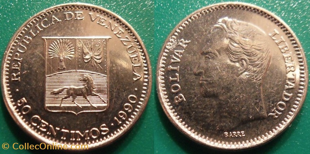 50 Centimos 1990 monnaie monde venezuela 50 centimos 1990