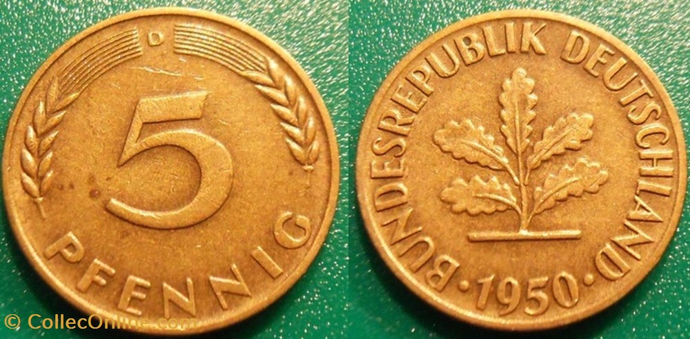 5 Pfennig 1950 monnaie monde allemagne 5 pfennig 1950