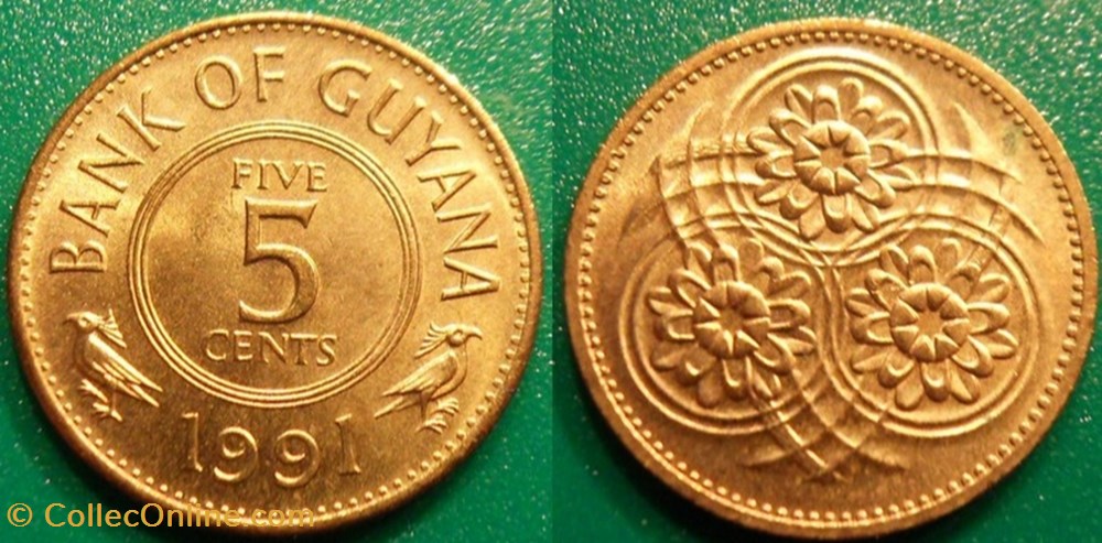 monnaie monde guyana 5 cents 1991