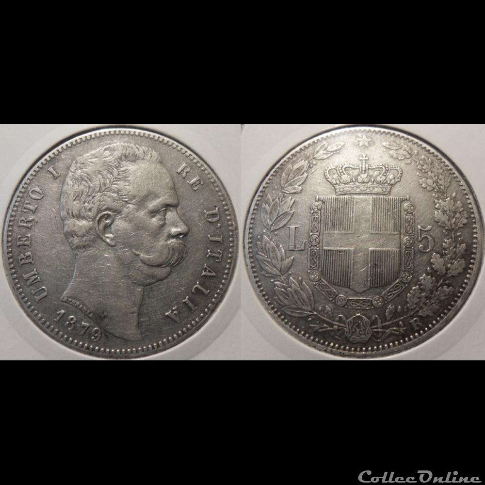 monnaie monde moderne italie 5 lires 1879 r