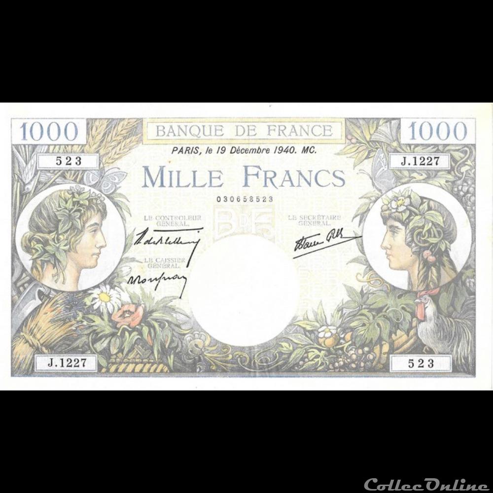 1000 Francs Commerce et Industrie billet france banque de xxe 1000 francs commerce et industrie