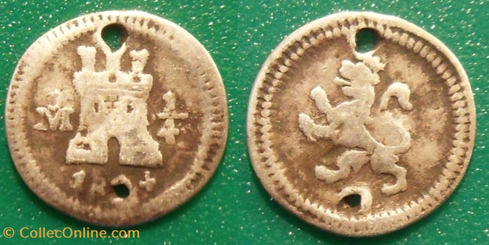 Mexique - Monnaie Coloniale - ¼ real Mexico 1804 monnaies monde mexique monnaie coloniale real mexico 1804
