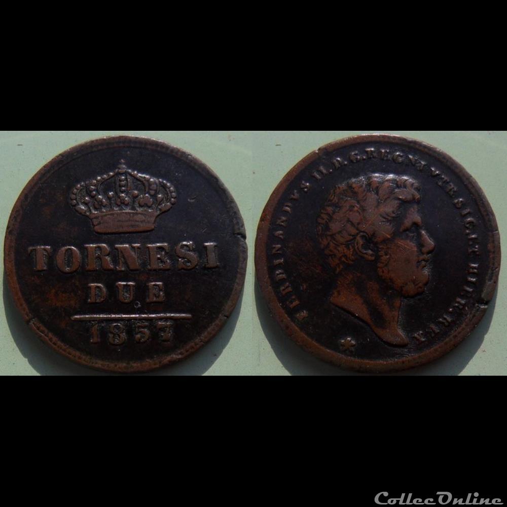 Italie Naples & Sicile 2 Tornési 1857 monnaie monde italie naples sicile 2 tornesi 1857
