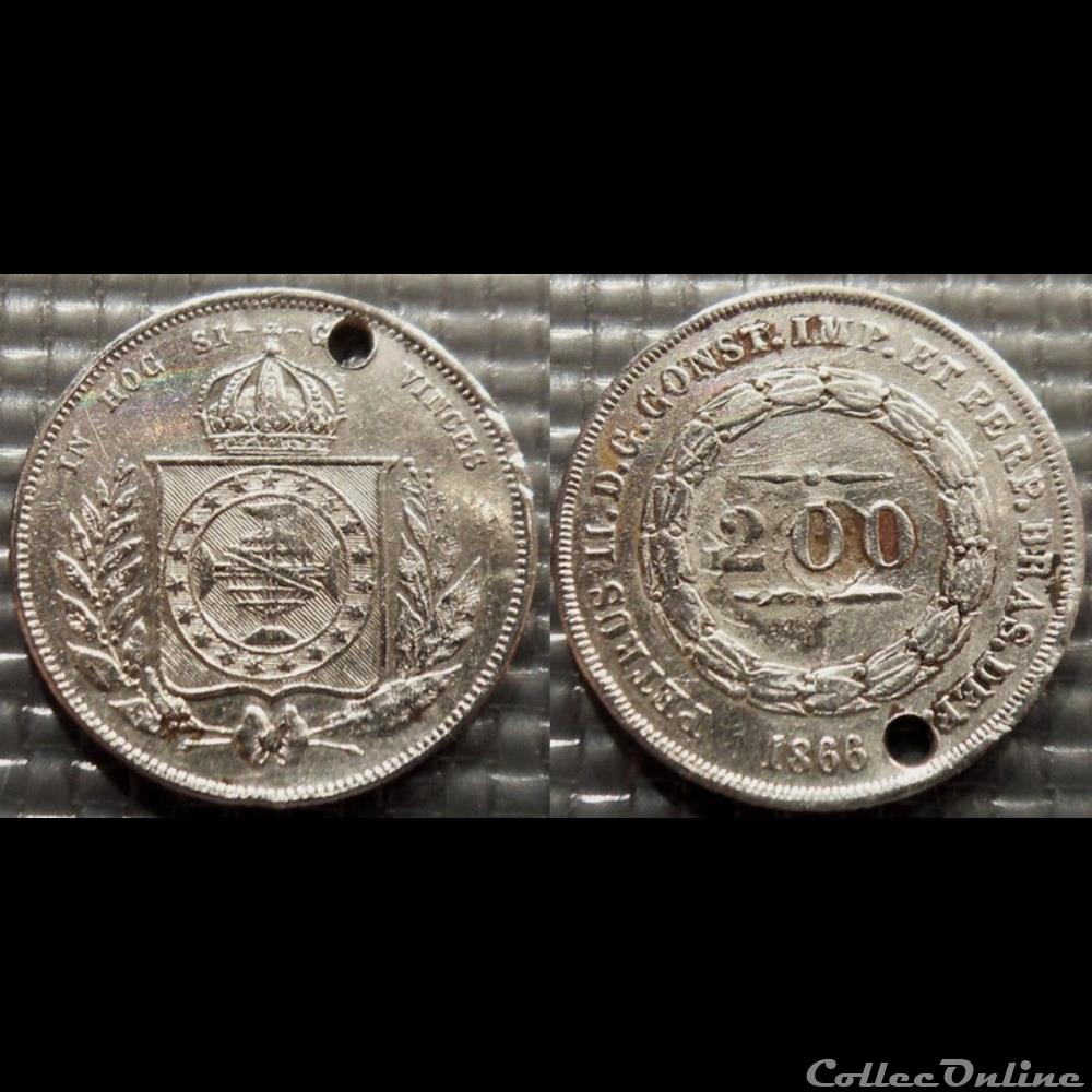 monnaie jeton mereaux moderne bresil 200 reis 1866