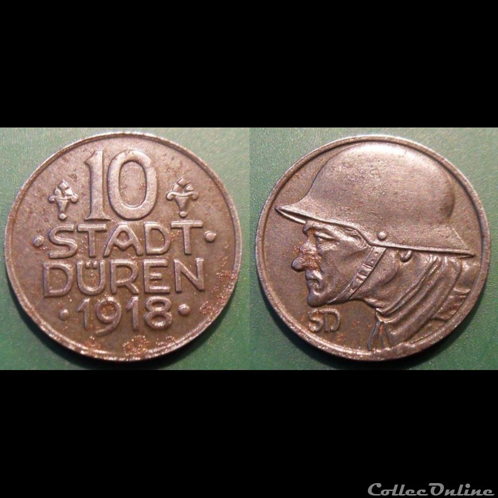 monnaie jeton mereaux q mn etr germany duren 10 pfennig 1918