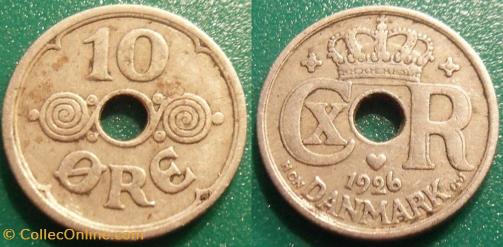 monnaie monde danemark 10 ore 1926