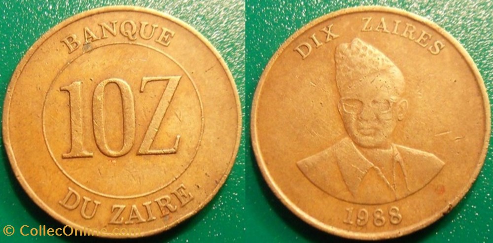 10 Zaïres 1988 (Zaïre) monnaie monde congo 10 zaires 1988 zaire