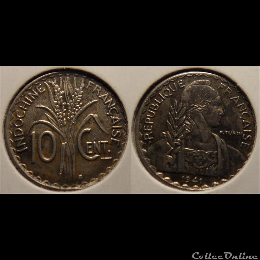 Indochine10 cent. 1941S San Francisco monnaie france colony indochine10 cent 1941s san francisco
