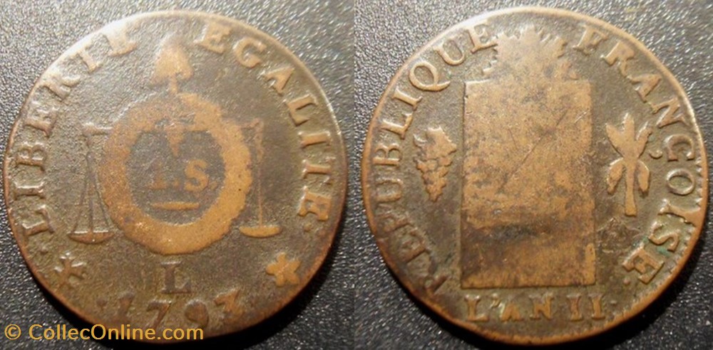 B-Convention Sol aux Balances 1793 L monnaies monde france b convention sol aux balances 1793 l