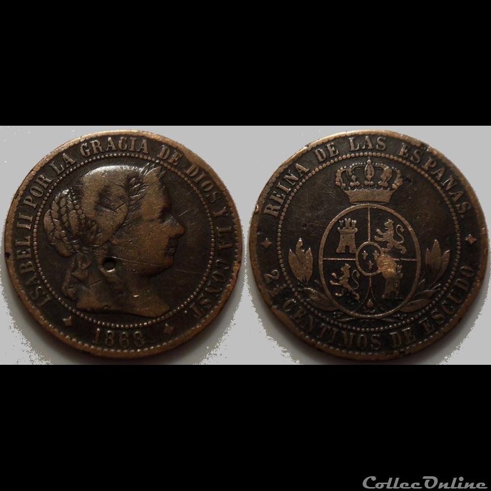 Espagne 2 1/2 Centimos 1868 monnaies monde espagne 2 1 2 centimos 1868
