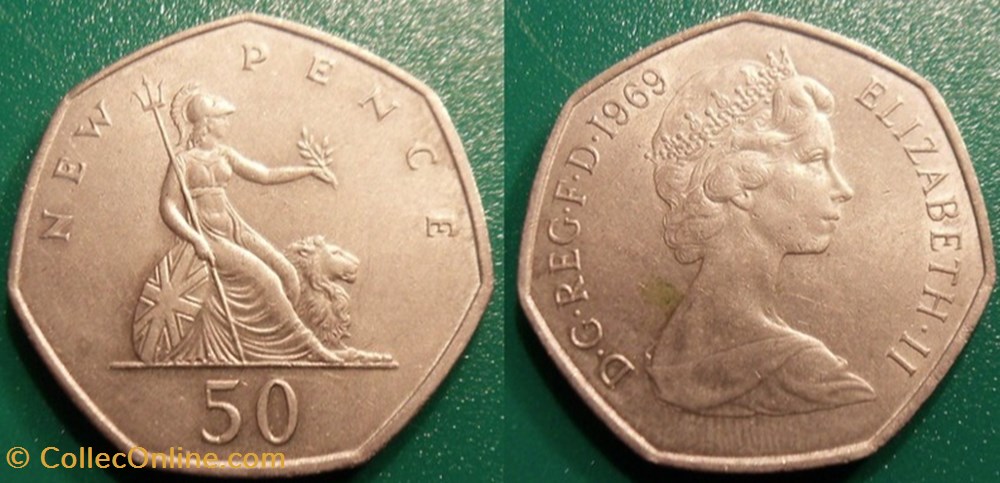 50 New Pence 1969 monnaie monde royaume uni 50 new pence 1969
