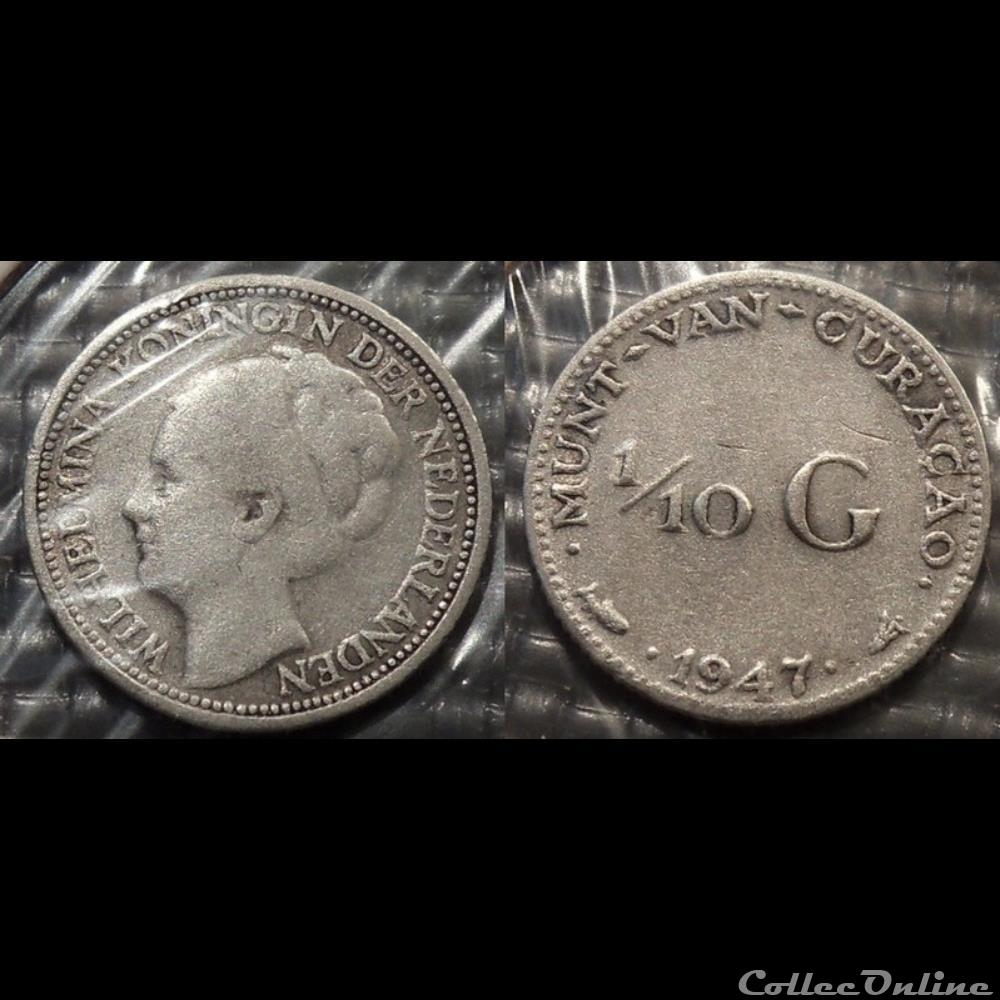 Antilles Néerlandaise 1/10 Guilder 1947 monnaie monde colony antilles neerlandaise 1 10 guilder 1947