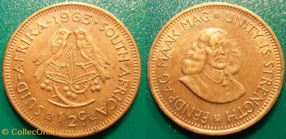 1/2 Cent 1963 monnaie monde afrique du sud 1 2 cent 1963