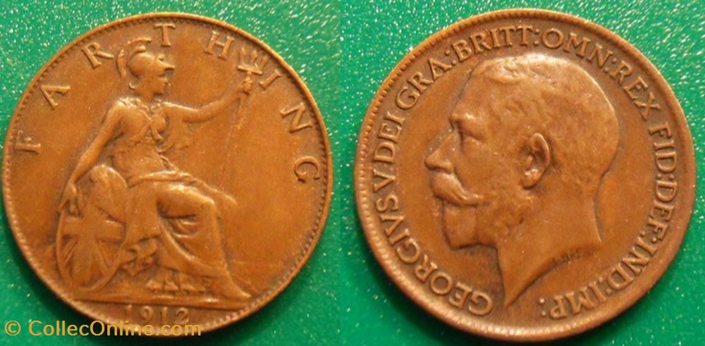 Grande Bretagne farthing 1912 monnaie monde royaume uni grande bretagne farthing 1912