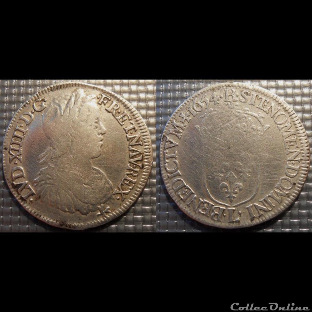 H32 Louis XIV demi écu à la mèche longue 1654 L Bayonne monnaies france royales h32 louis xiv demi ecu a la meche longue 1654 l bayonne