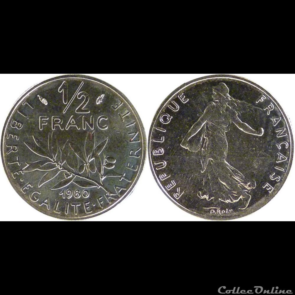 Gl 1/2 franc semeuse 1980 19.5mm 4.5g monnaie france moderne gl 1 2 franc semeuse 1980 19 5mm 4 5g