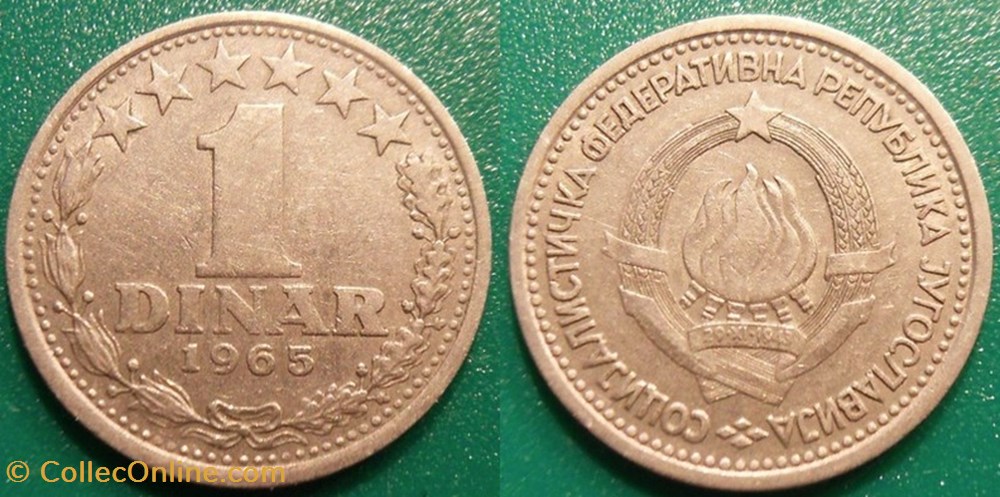 1 Dinar 1965 monnaie monde yougoslavie 1 dinar 1965