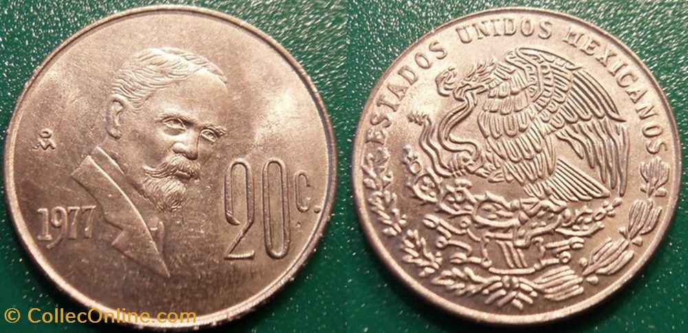 20 Centavos 1977 monnaie monde mexique 20 centavos 1977