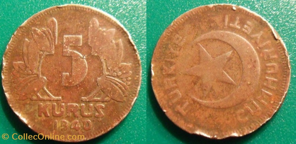 5 Kurus 1940 monnaie monde turquie 5 kurus 1940