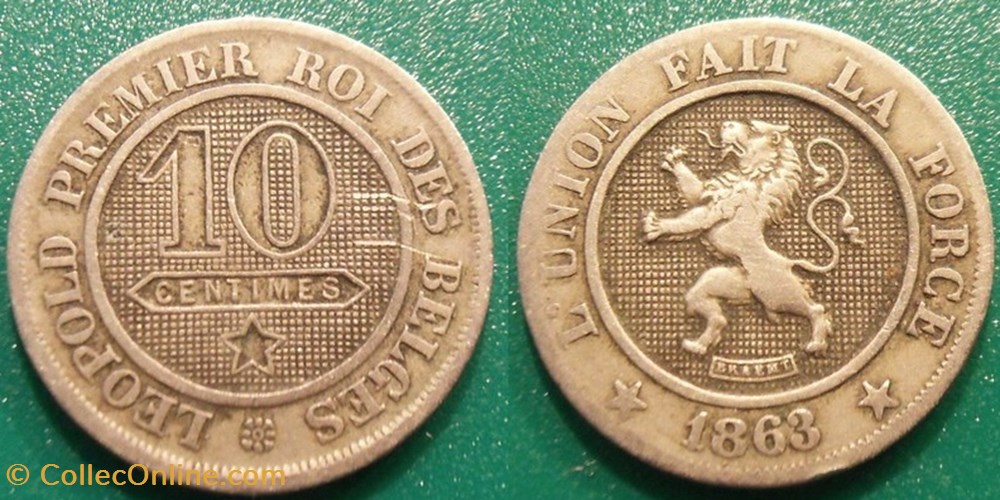 Belgique 10 Centimes 1863 monnaie monde belgique 10 centimes 1863