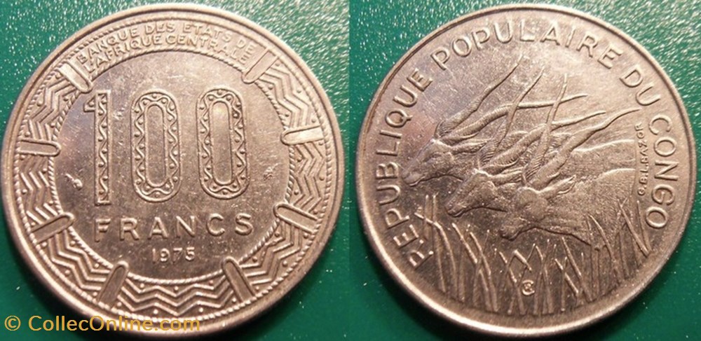 100 Francs 1975 monnaie monde congo 100 francs 1975