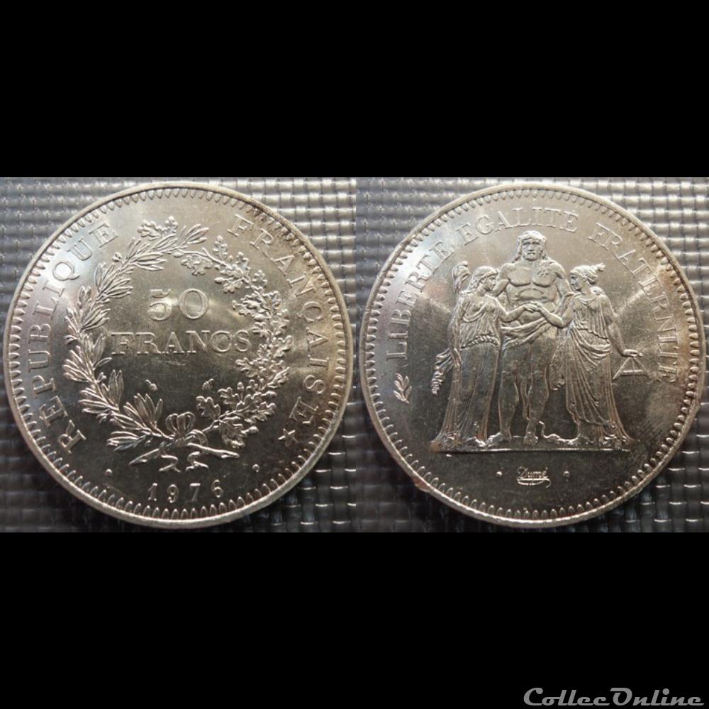 Nb 50 francs Hercule 1976 41mm 30g monnaie france moderne nb 50 francs hercule 1976 41mm 30g