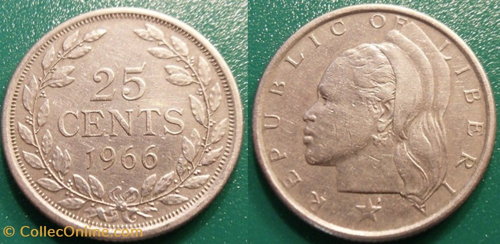 25 Cents 1966 monnaie monde liberium 25 cents 1966