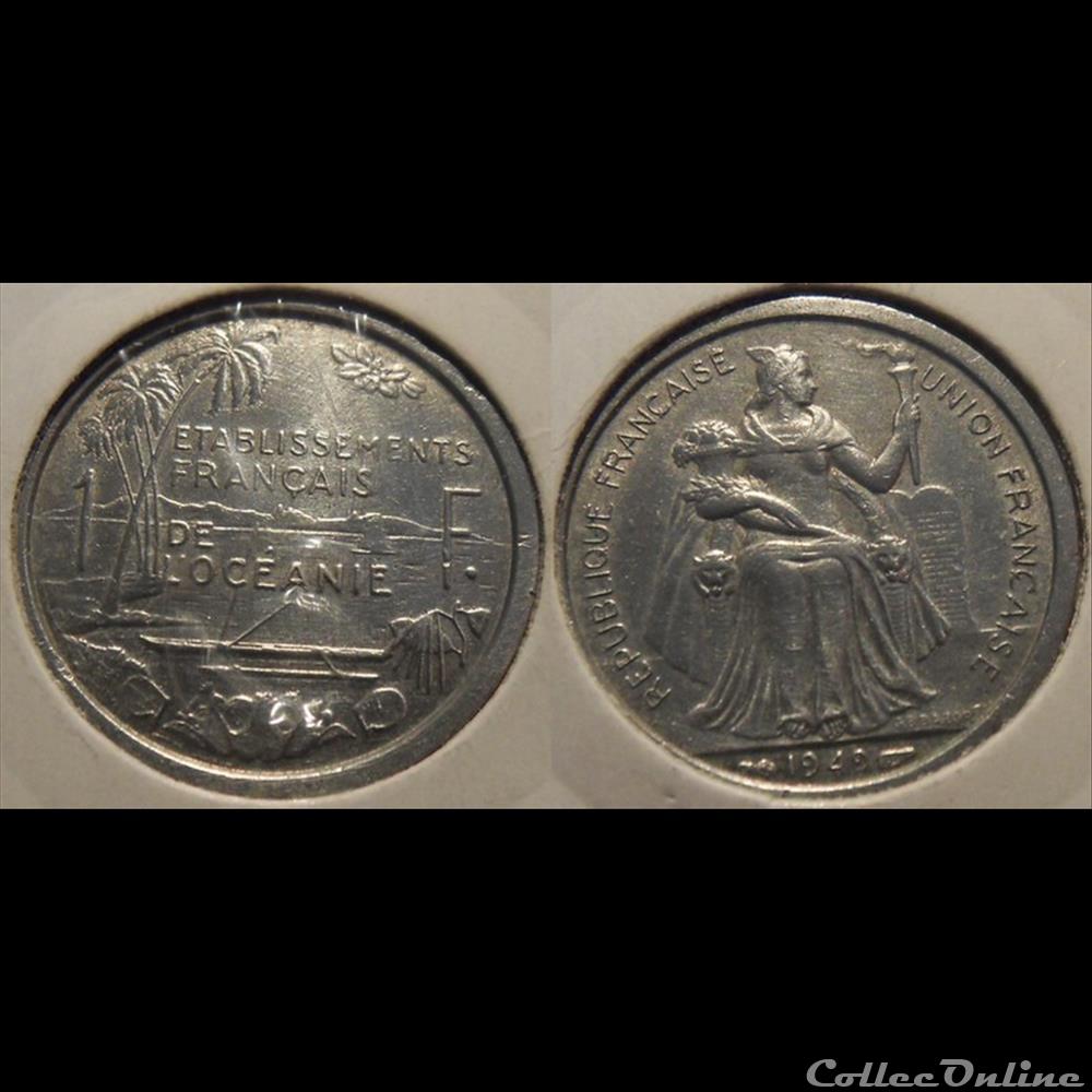 Polynésie Française Océanie Française 1 Franc 1949 monnaie france colony polynesie francaise oceanie francaise 1 franc 1949