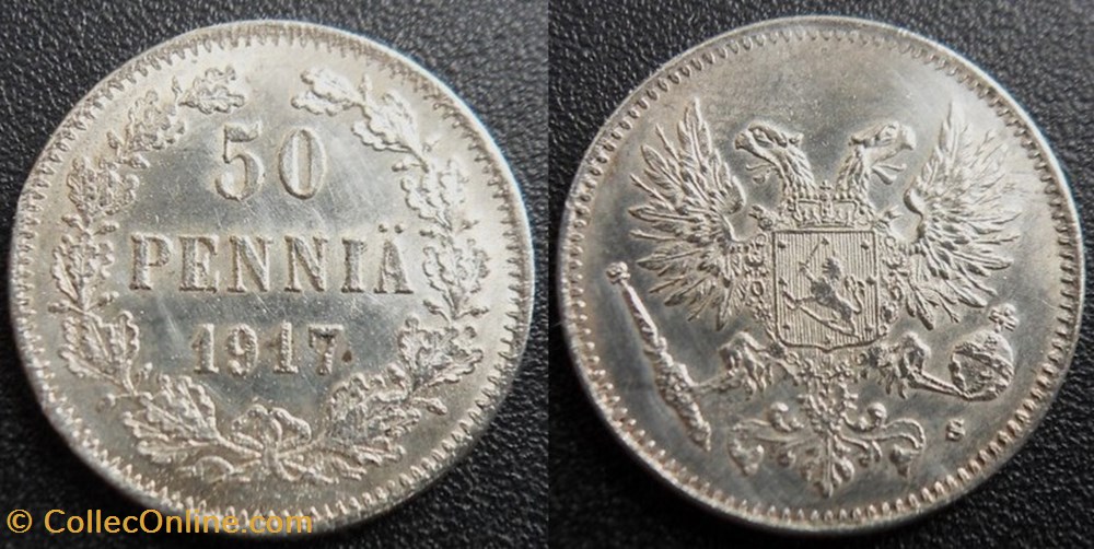 monnaies monde finlande 50 pennia 1917 nicolas ii