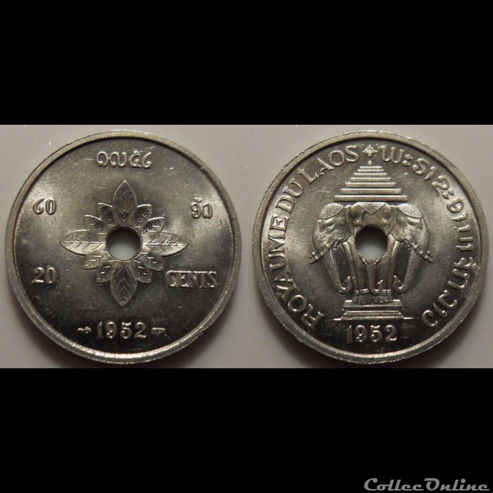 Laos 20 Cents 1952 monnaie france colony laos 20 cents 1952