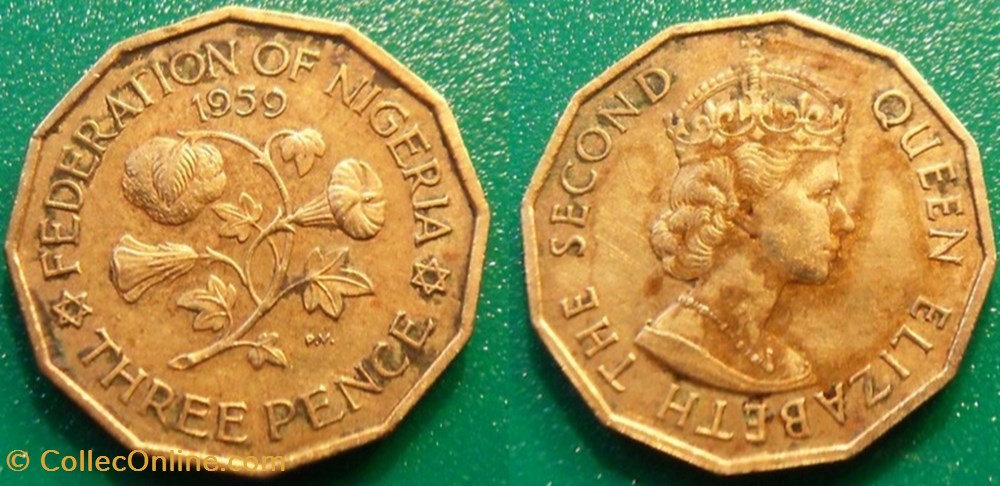 3 Pence 1959 monnaie monde nigerium 3 pence 1959
