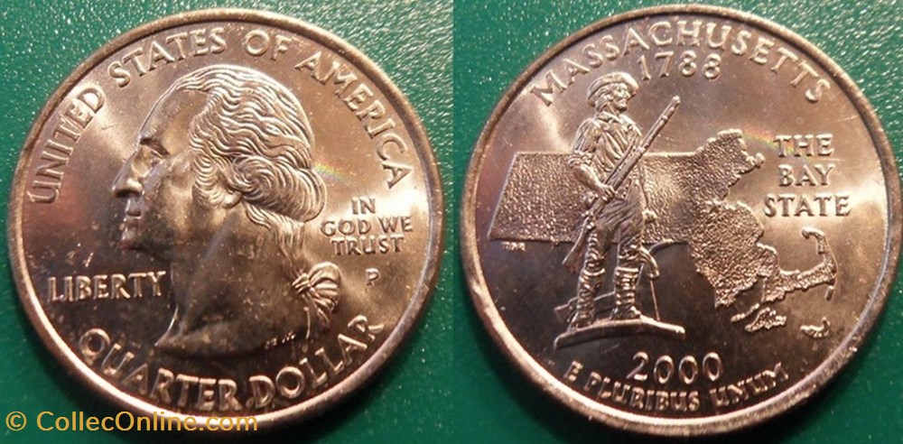1/4 dollar 2000 P Massachusetts monnaie monde etat uni 1 4 dollar 2000 p massachusetts