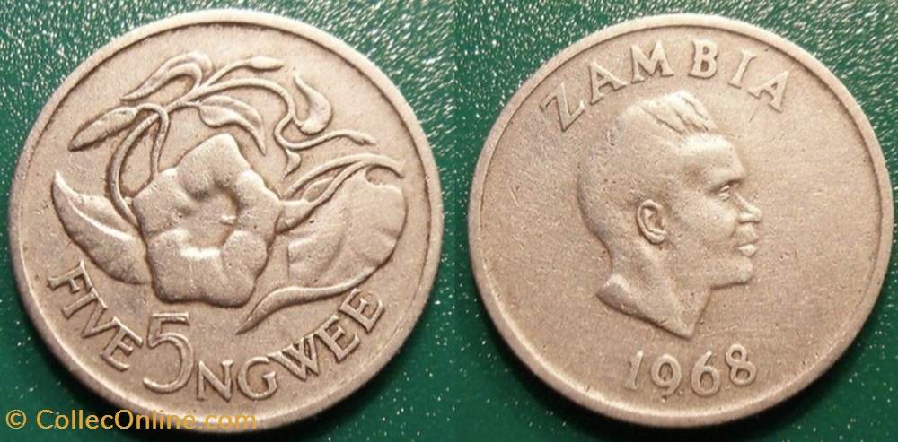 5 Ngwee 1968 monnaie monde zambie 5 ngwee 1968