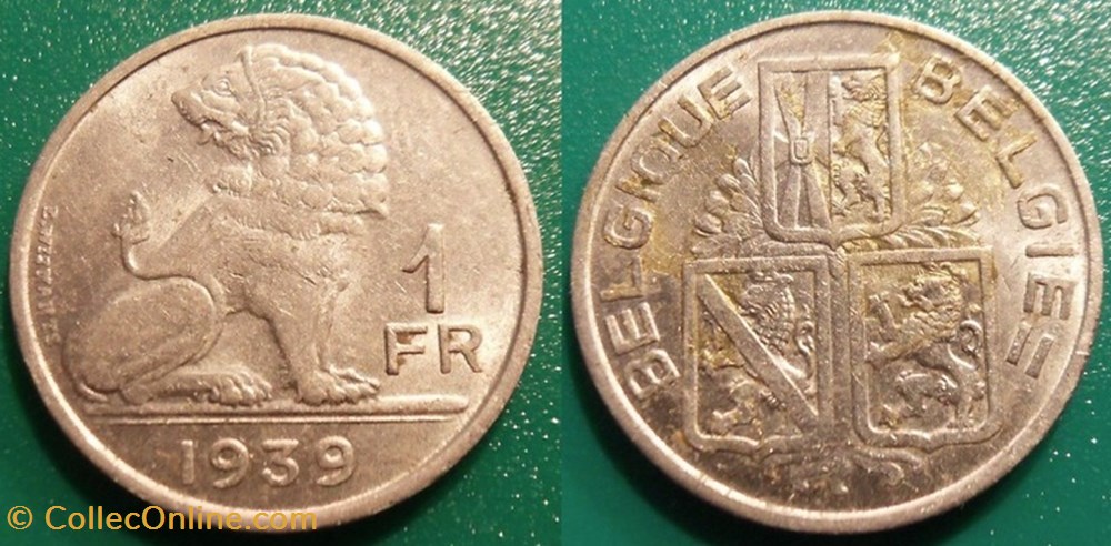 1 Franc 1939 Belgique-Belgie monnaie monde 1 franc 1939 belgique belgie