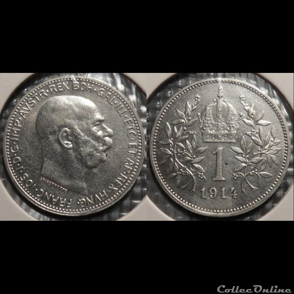 Autriche 1 Khrone 1914 monnaie france moderne autriche 1 khrone 1914