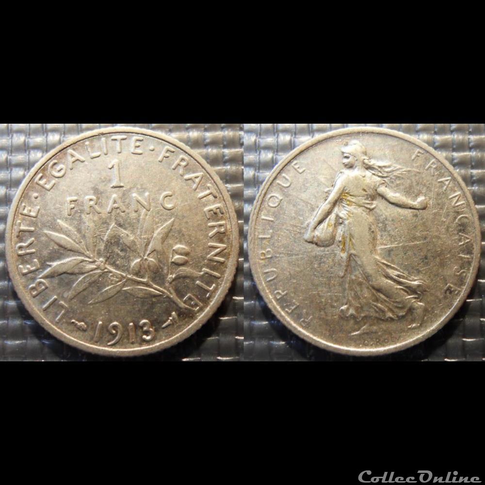 Ha 1 franc Semeuse 1913 23mm 5g monnaie france moderne ha 1 franc semeuse 1913 23mm 5g