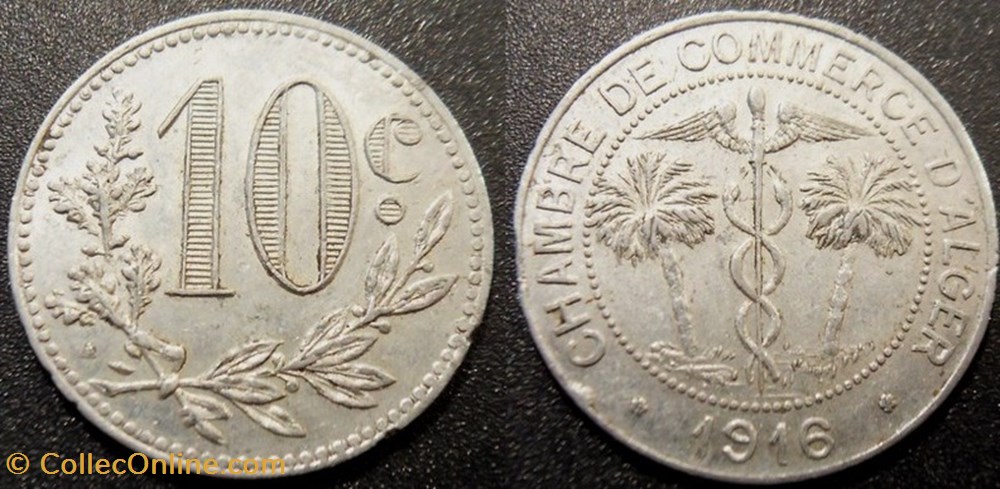 Algérie Alger 10 Centimes Chambre de Commerce 1916 monnaies colonies francaises algerie alger 10 centimes chambre de commerce 1916